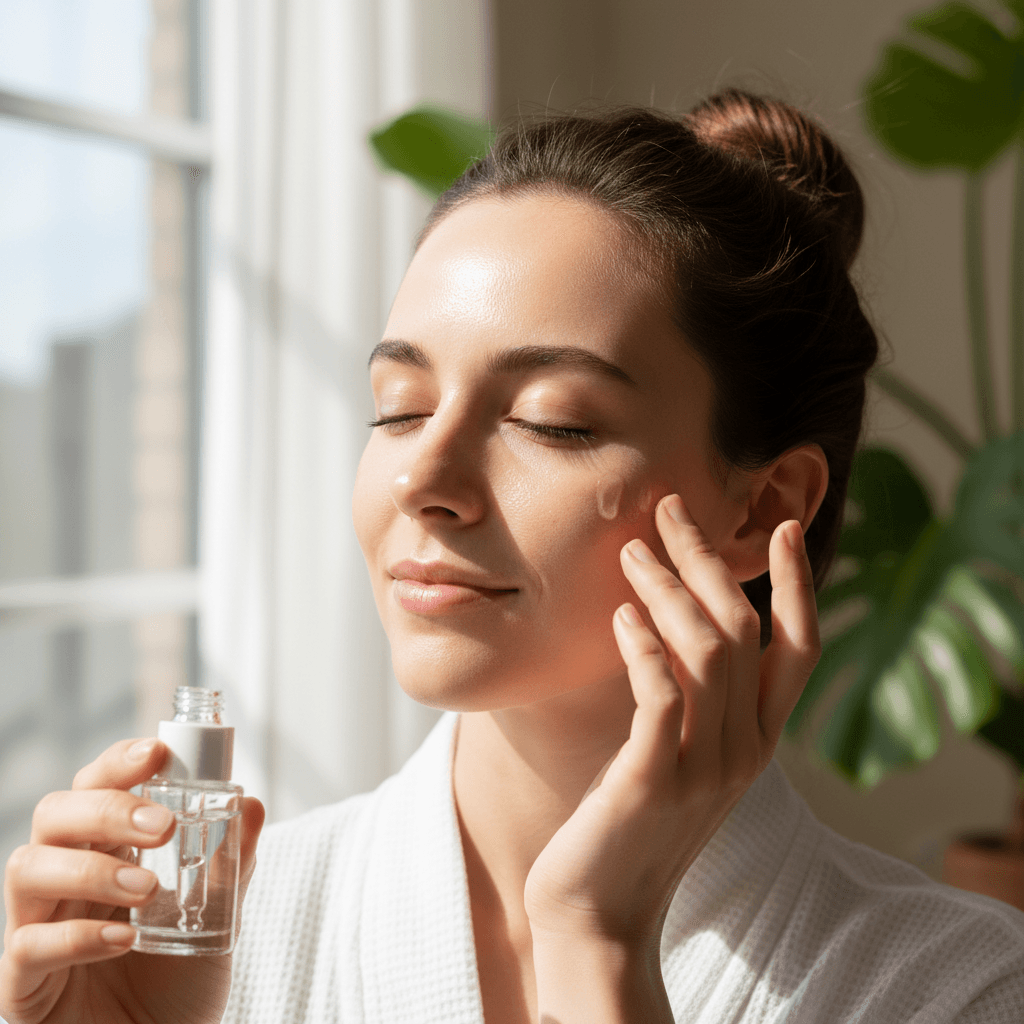 Skincare application in progress